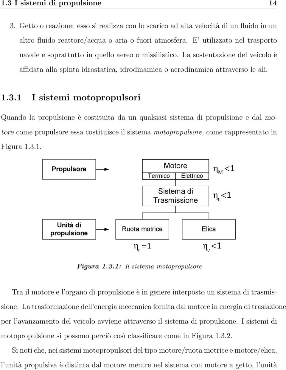 1 I sistemi motopropulsori Quando la propulsione è costituita da un qualsiasi sistema di propulsione e dal motore come propulsore essa costituisce il sistema motopropulsore, come rappresentato in