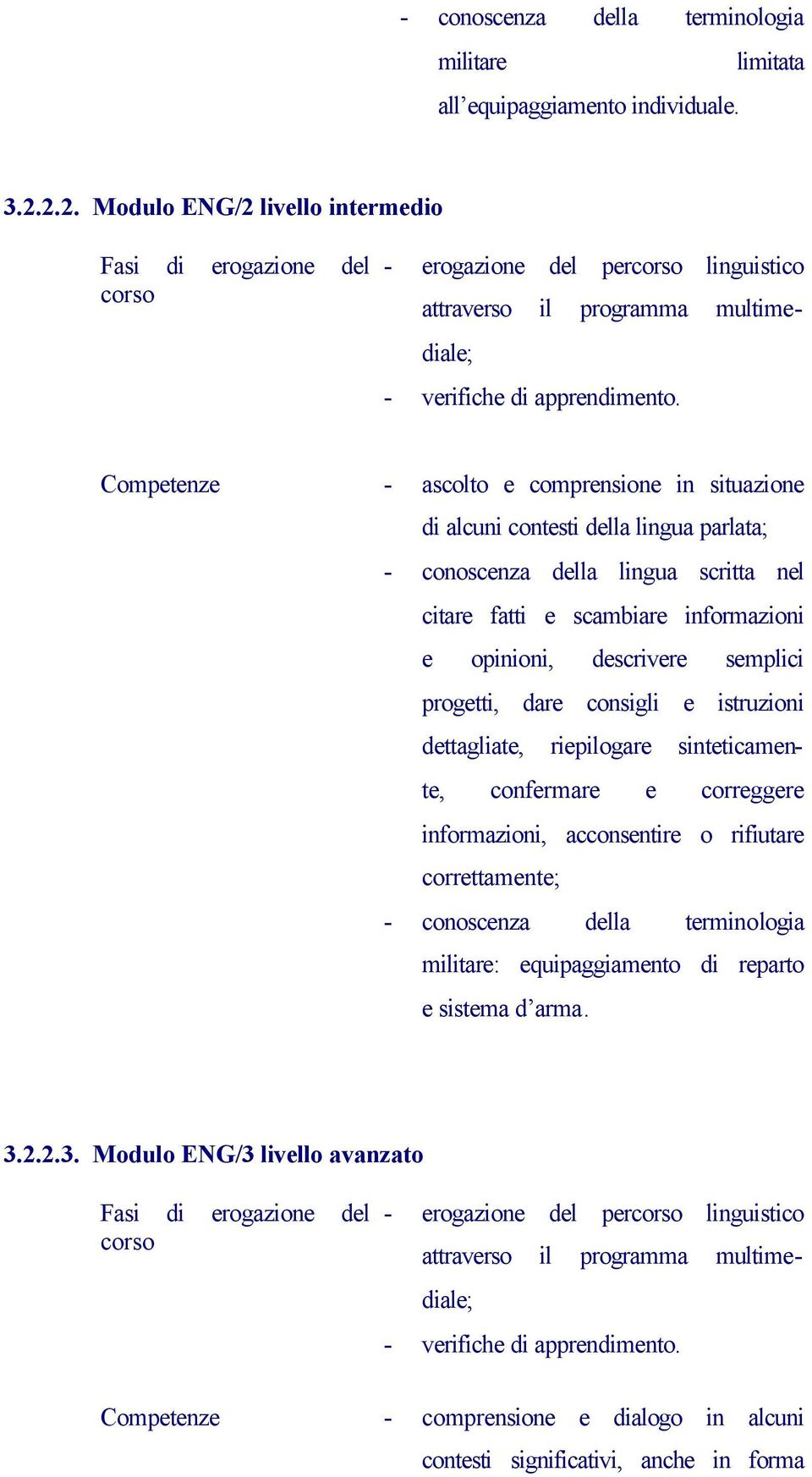 Competenze - ascolto e comprensione in situazione di alcuni contesti della lingua parlata; - conoscenza della lingua scritta nel citare fatti e scambiare informazioni e opinioni, descrivere semplici