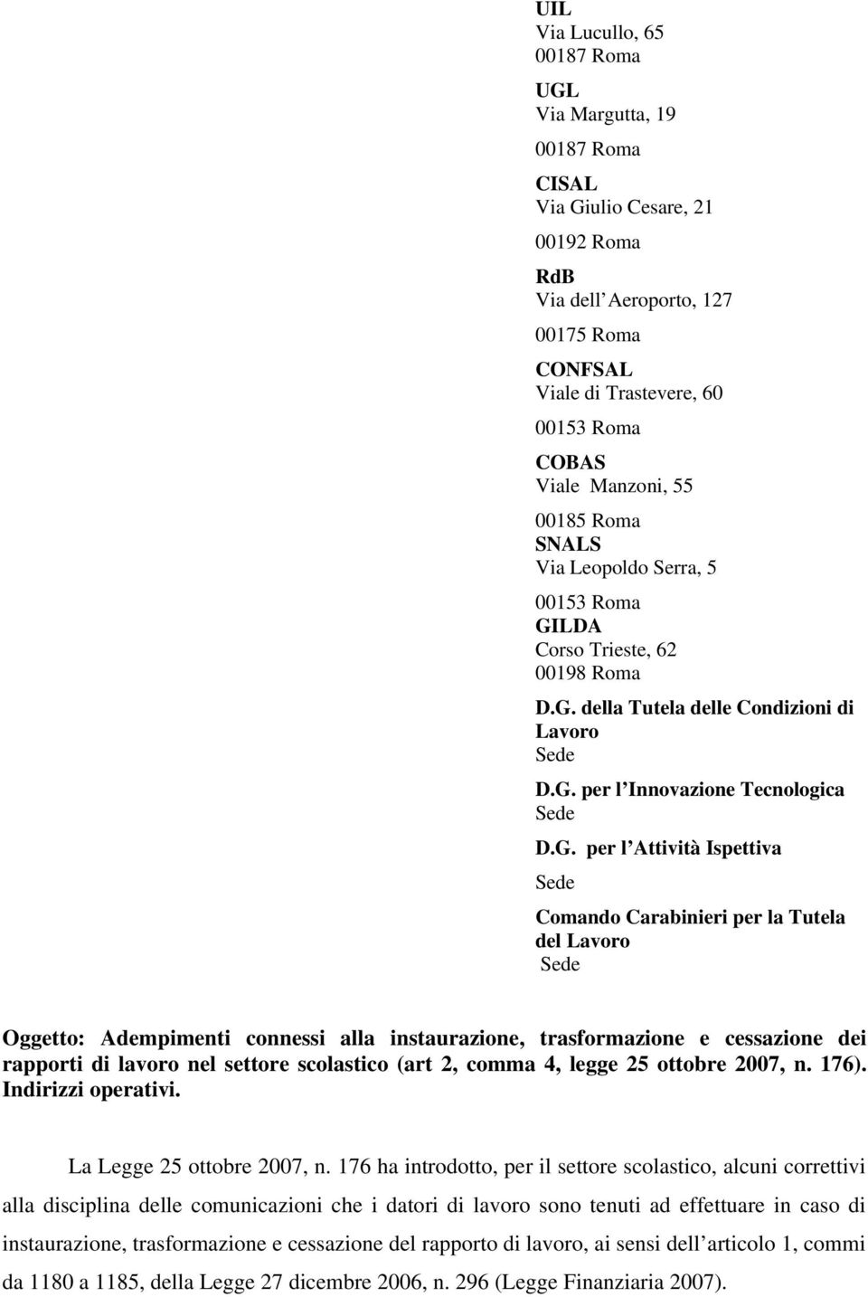 LDA Corso Trieste, 62 00198 Roma D.G.