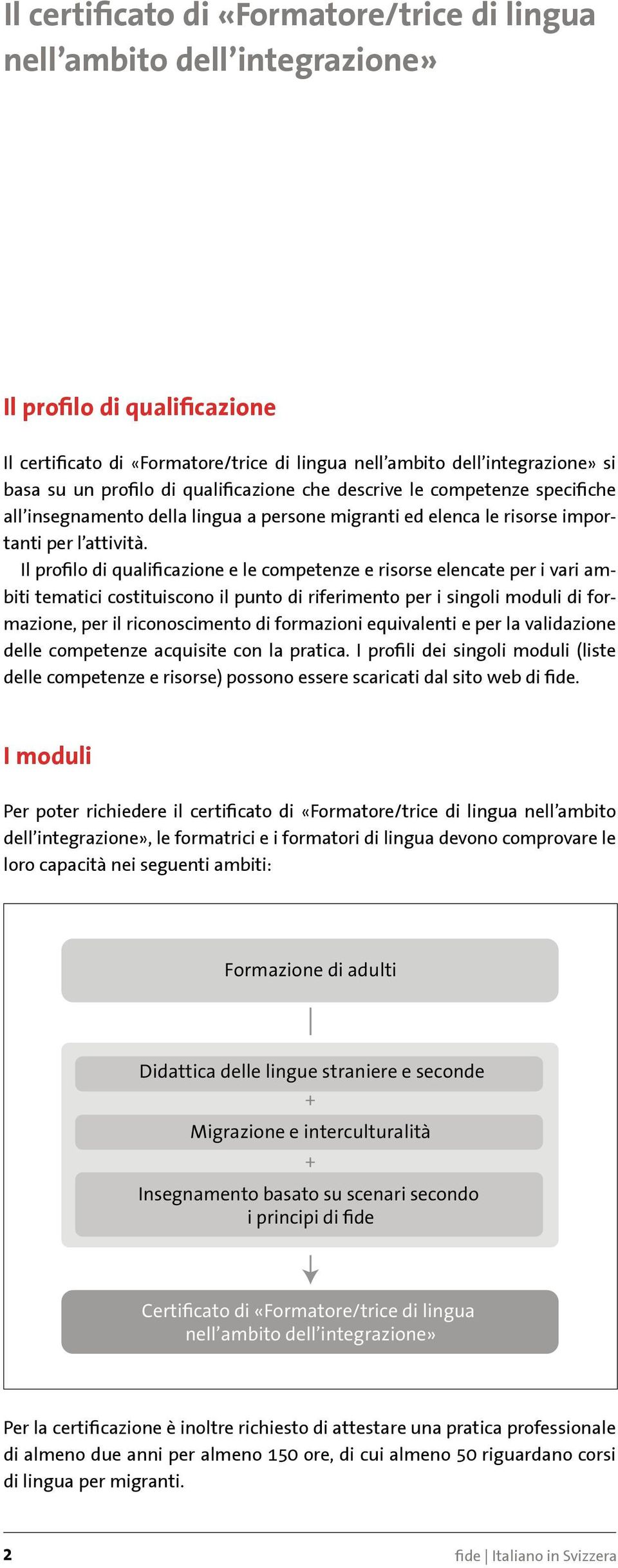 Il profilo di qualificazione e le competenze e risorse elencate per i vari ambiti tematici costituiscono il punto di riferimento per i singoli moduli di formazione, per il riconoscimento di