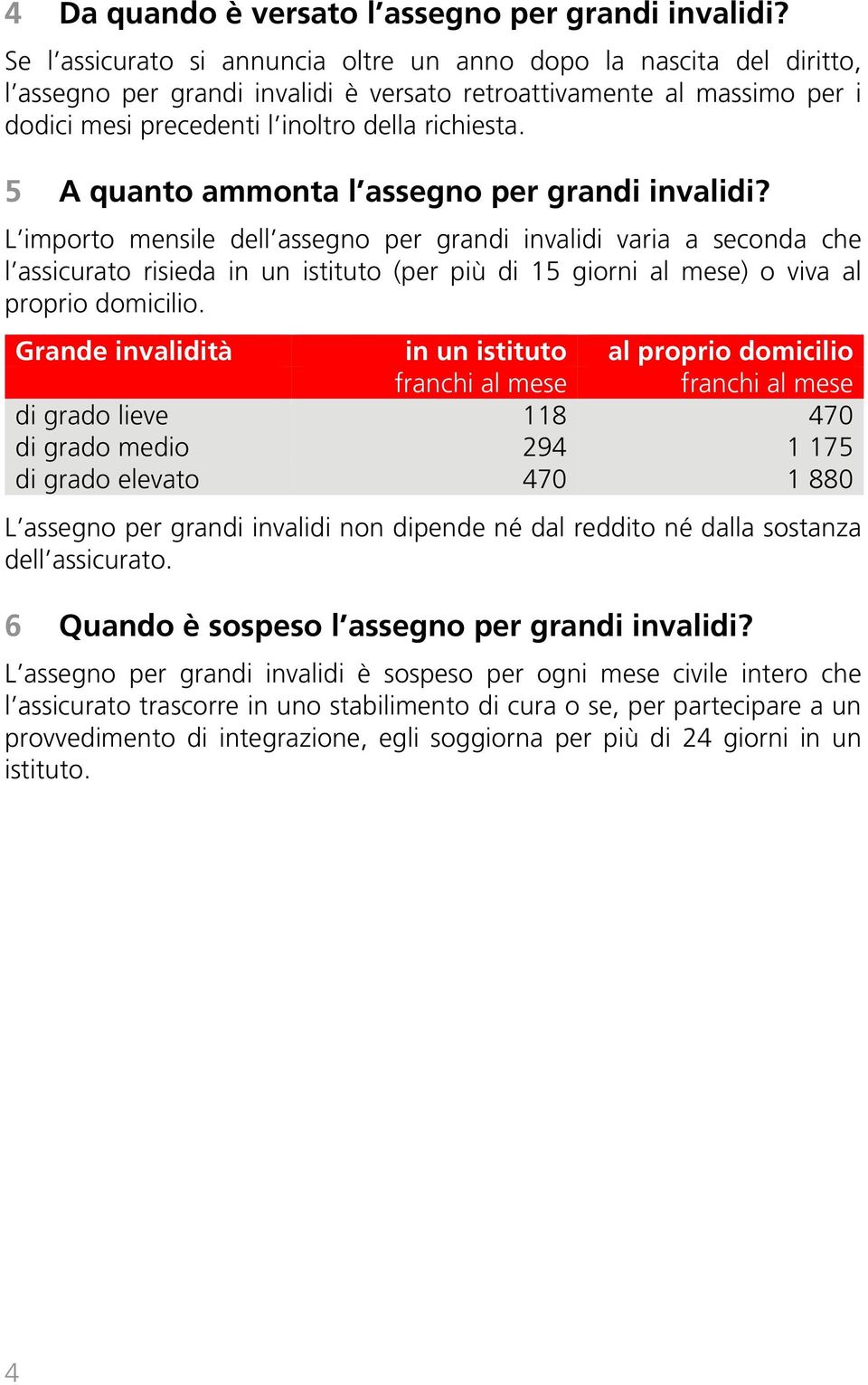 5 A quanto ammonta l assegno per grandi invalidi?