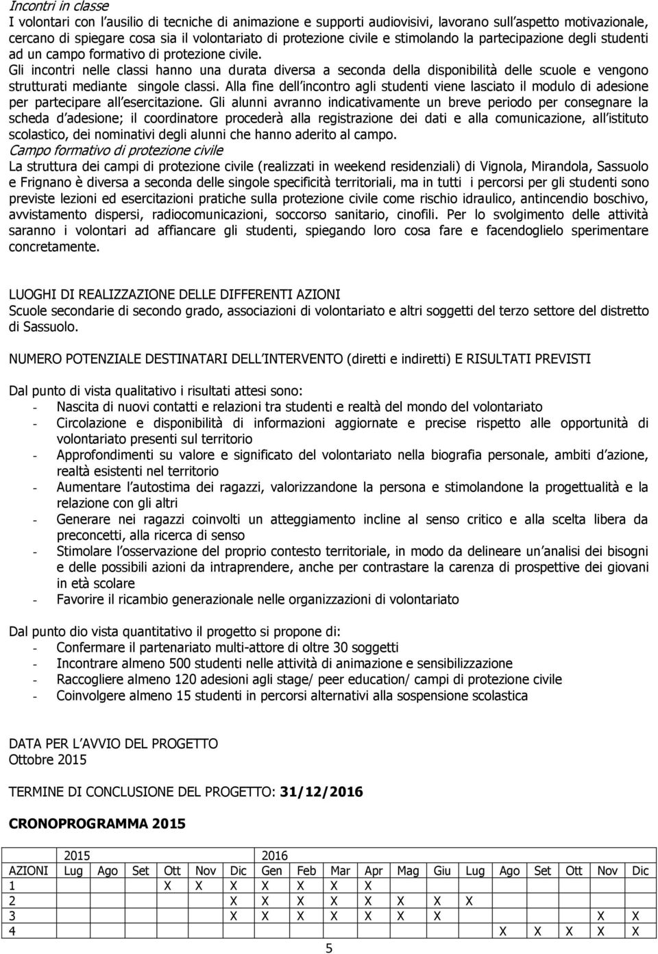 Gli incontri nelle classi hanno una durata diversa a seconda della disponibilità delle scuole e vengono strutturati mediante singole classi.