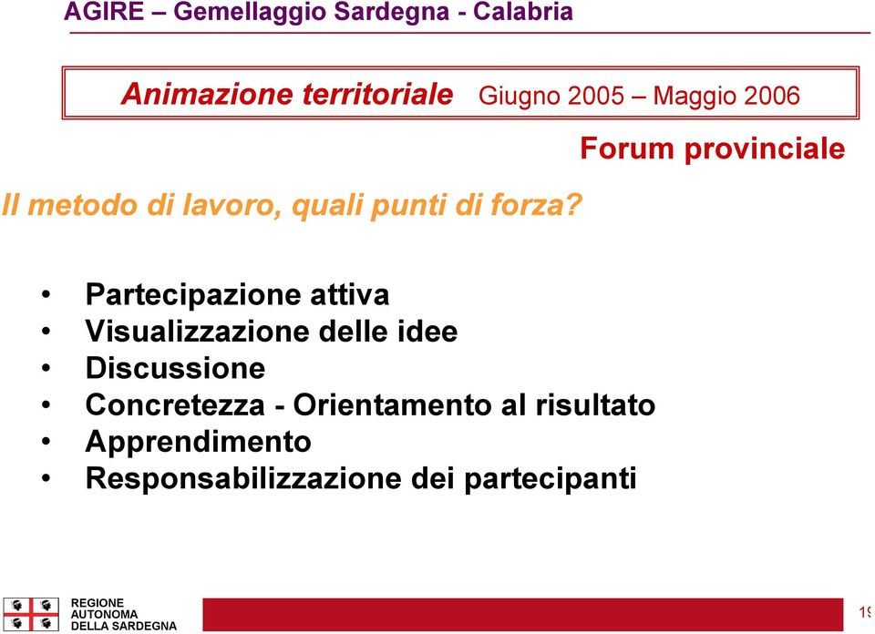 Forum provinciale Partecipazione attiva Visualizzazione delle