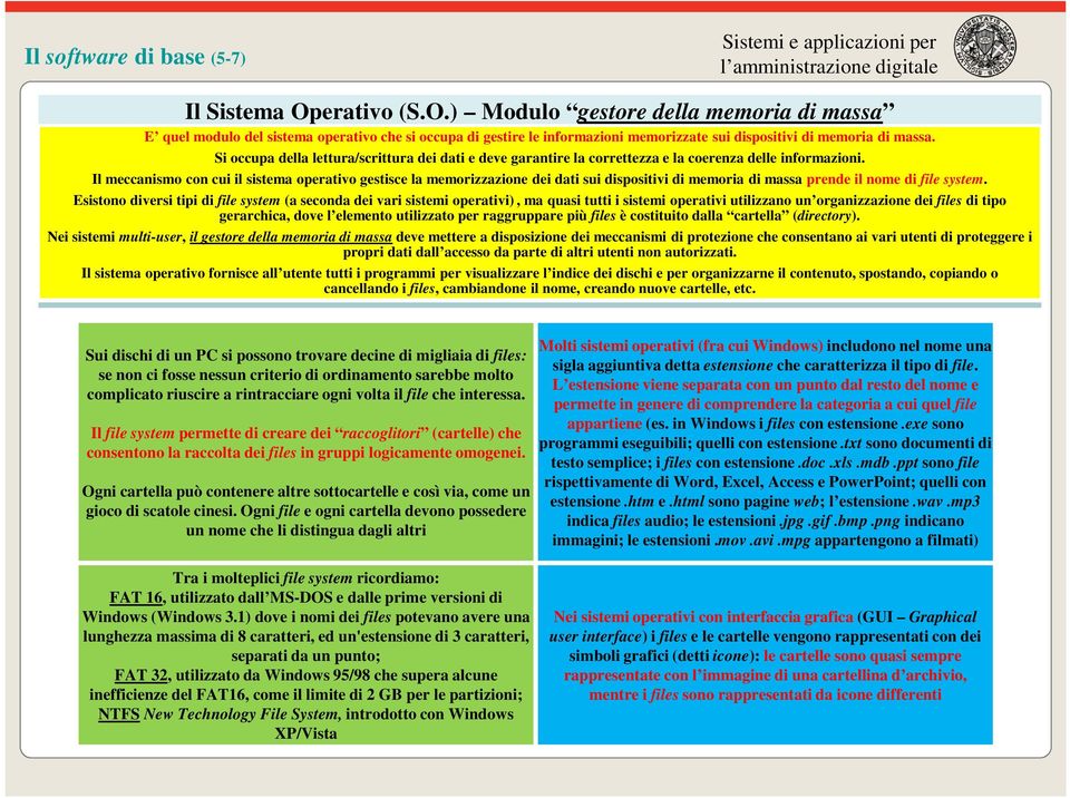 Si occupa della lettura/scrittura dei dati e deve garantire la correttezza e la coerenza delle informazioni.