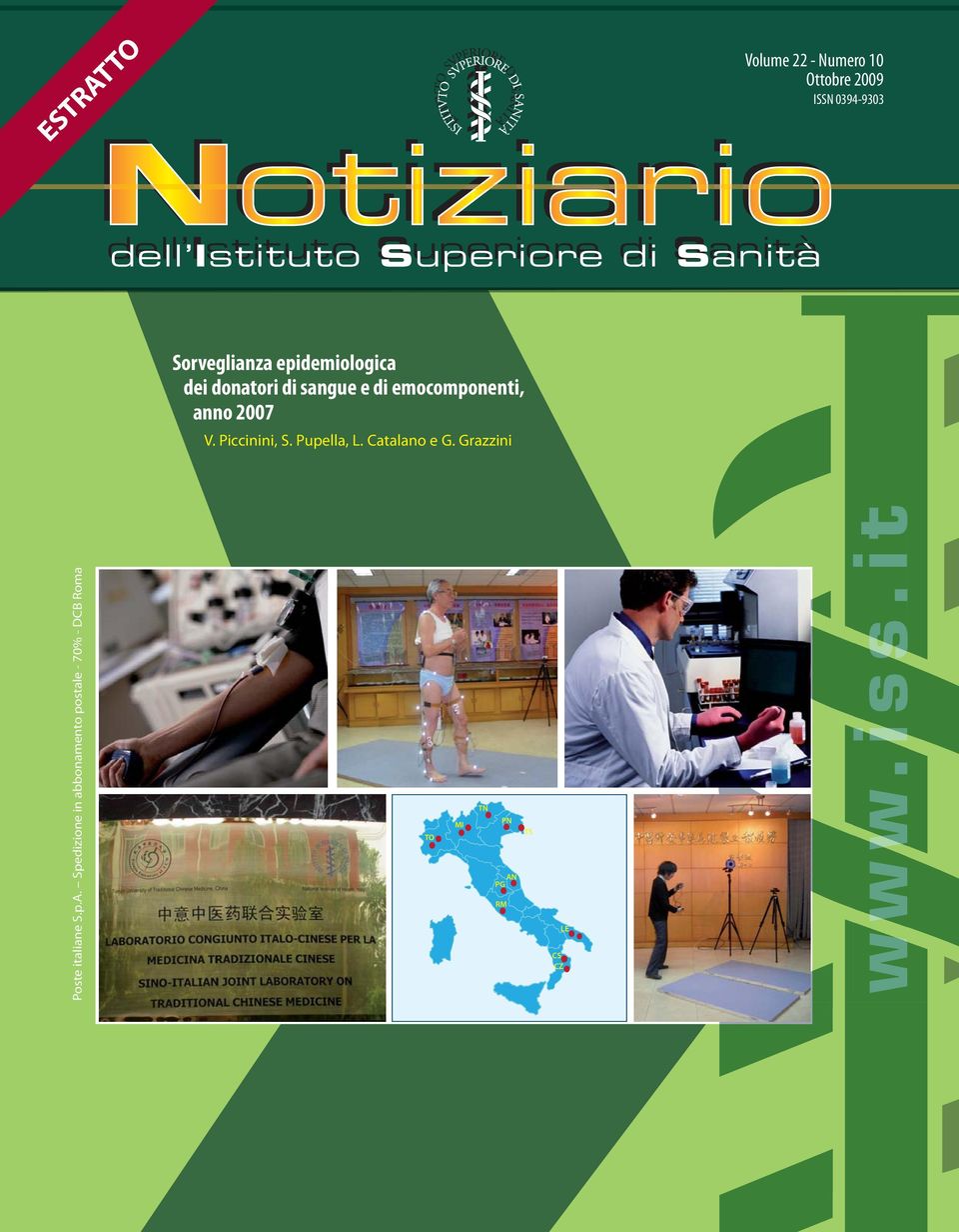 dell Istituto Superiore di Sanità Sorveglianza epidemiologica dei donatori di sangue e di