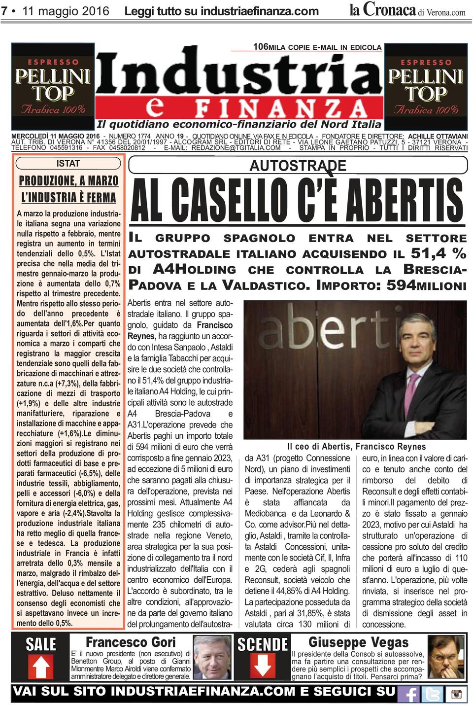 DIRETTORE: ACHILLE OTTAVIANI AUT. TRIB.