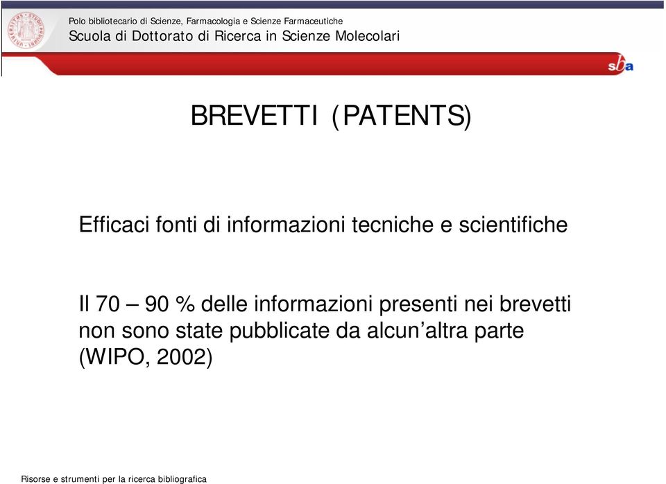 informazioni presenti nei brevetti non