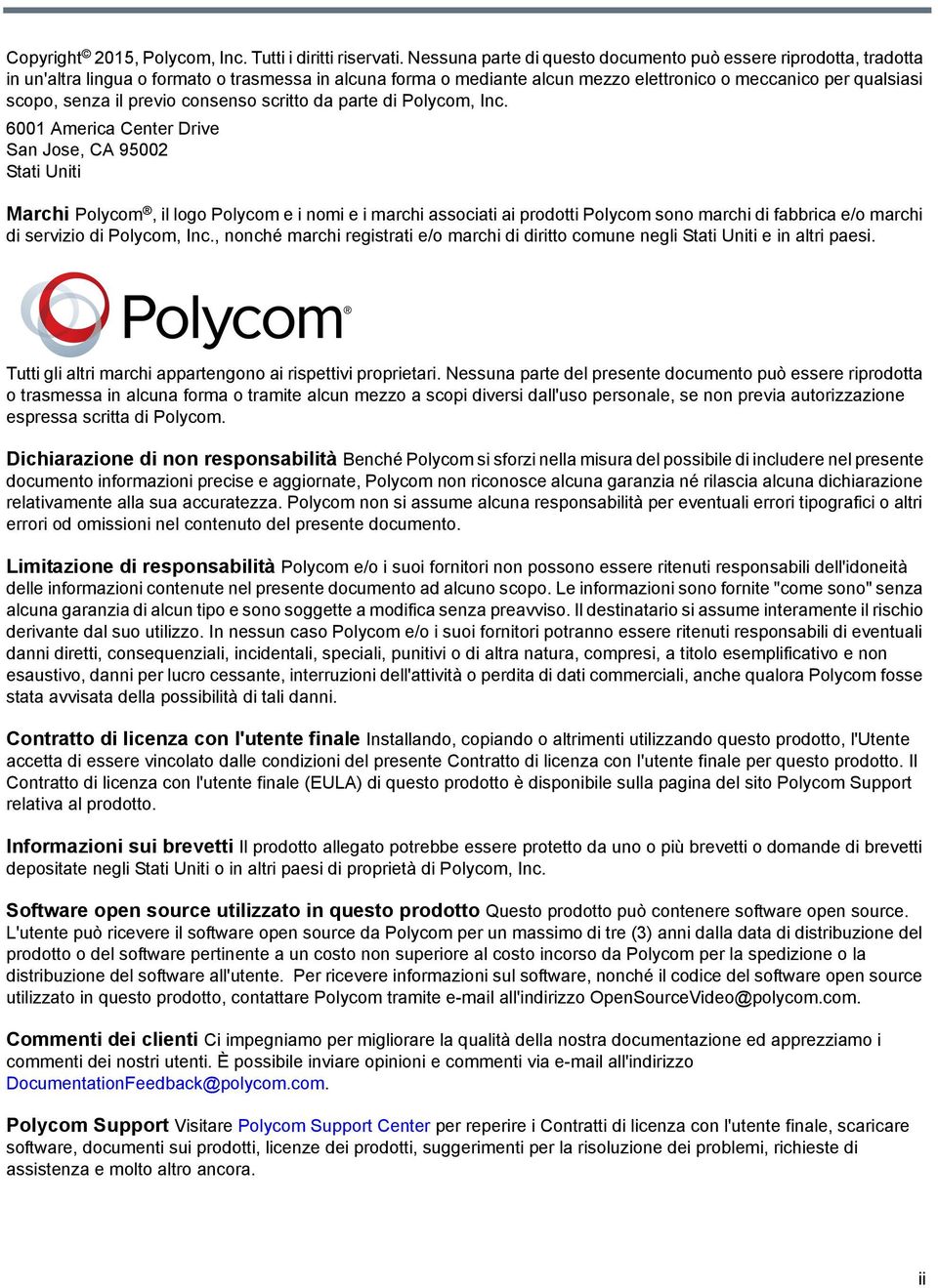 previo consenso scritto da parte di Polycom, Inc.