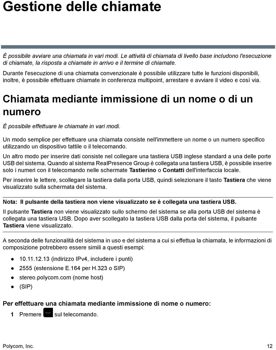 Durante l'esecuzione di una chiamata convenzionale è possibile utilizzare tutte le funzioni disponibili, inoltre, è possibile effettuare chiamate in conferenza multipoint, arrestare e avviare il