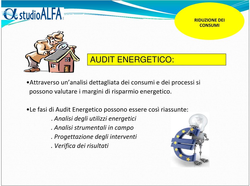 Le fasi di Audit Energetico possono essere così riassunte:.