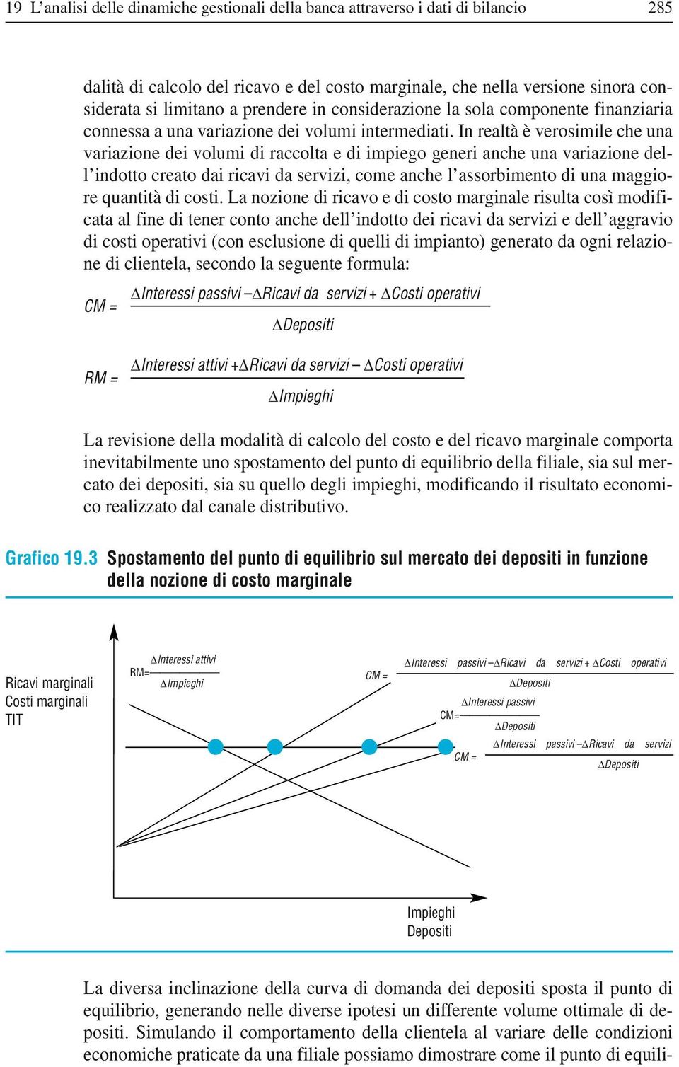 In realtà è verosimile che una variazione dei volumi di raccolta e di impiego generi anche una variazione dell indotto creato dai ricavi da servizi, come anche l assorbimento di una maggiore quantità