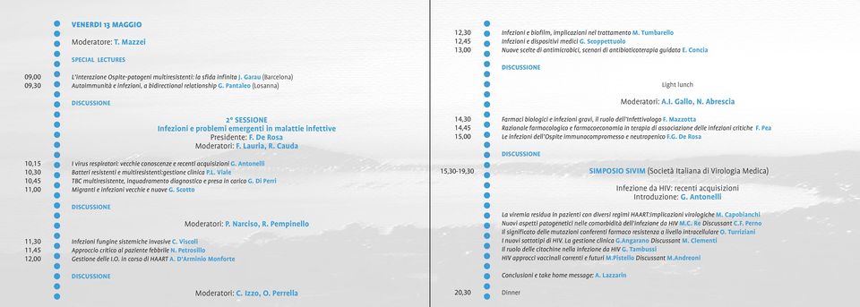 De Rosa Moderatori: F. Lauria, R. Cauda 10,15 I virus respiratori: vecchie conoscenze e recenti acquisizioni G. Antonelli 10,30 Batteri resistenti e multiresistenti:gestione clinica P.L. Viale 10,45 TBC multiresistente, inquadramento diagnostico e presa in carico G.