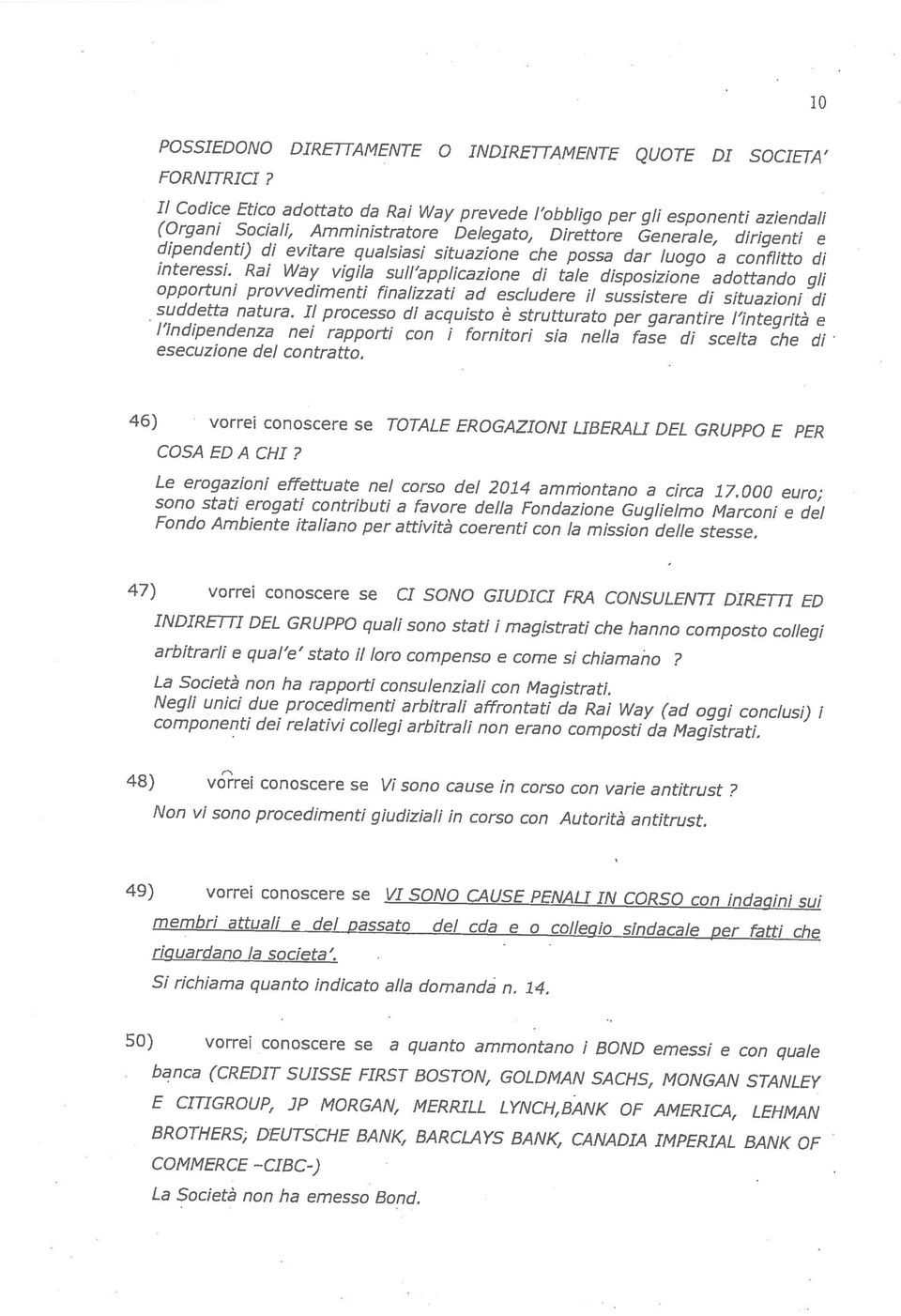 disposizione adottando gli (Organi Sociali, Amministratore Delegato, Direttore Generale, dirigenti e FORNITRICI?