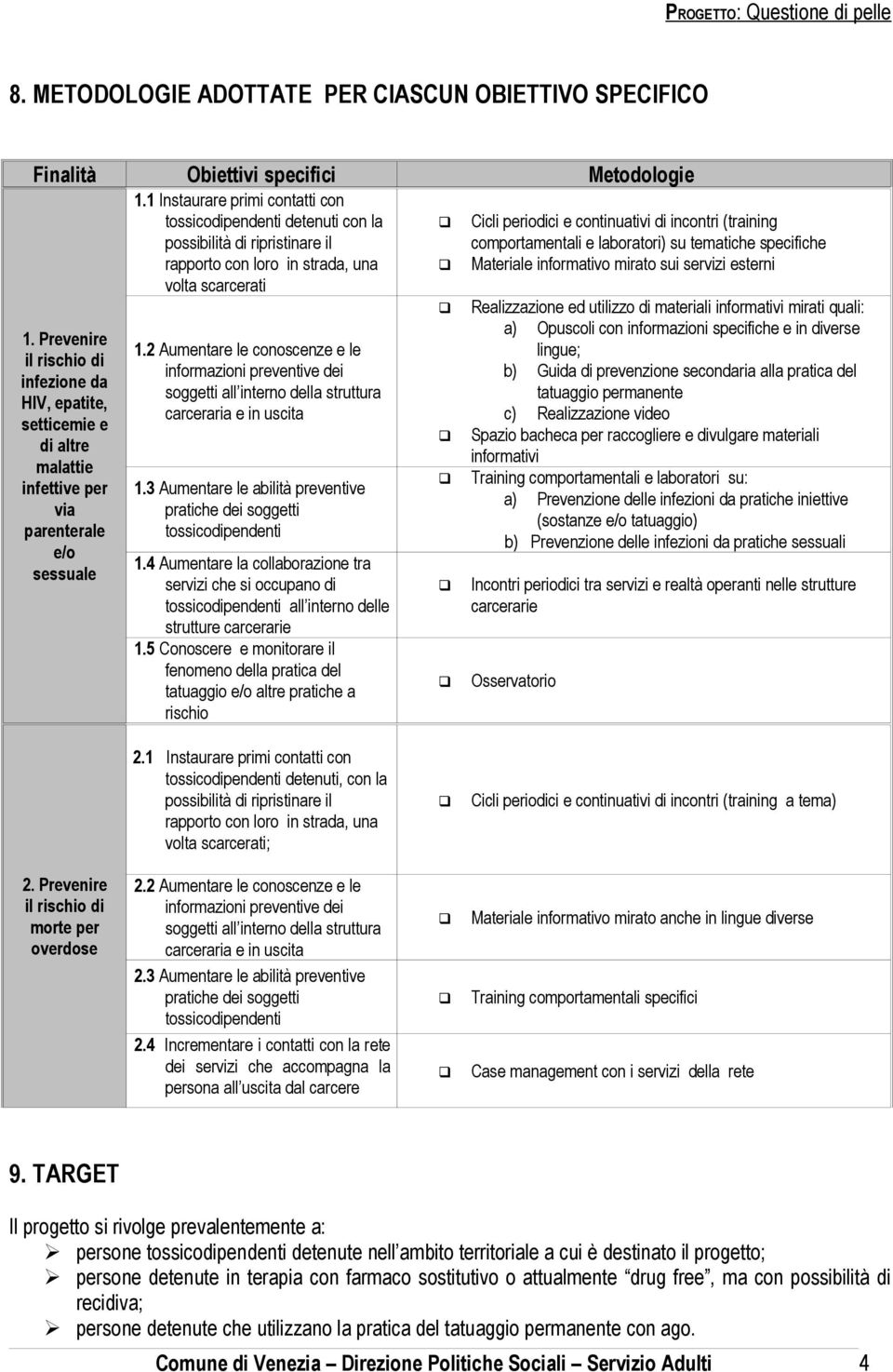 Prevenire il rischio di infezione da HIV, epatite, setticemie e di altre malattie infettive per via parenterale e/o sessuale 1.