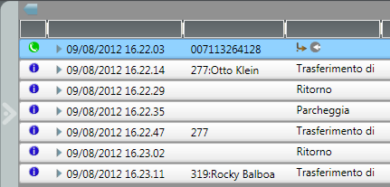 LISTA CHIAMATE Selezine della lista chiamate tutte, interrtte, rispste, in uscita Selezine della visualizzazine in una più righe Infrmazini dettagliate sulla crnlgia della chiamata Tramite clic sull