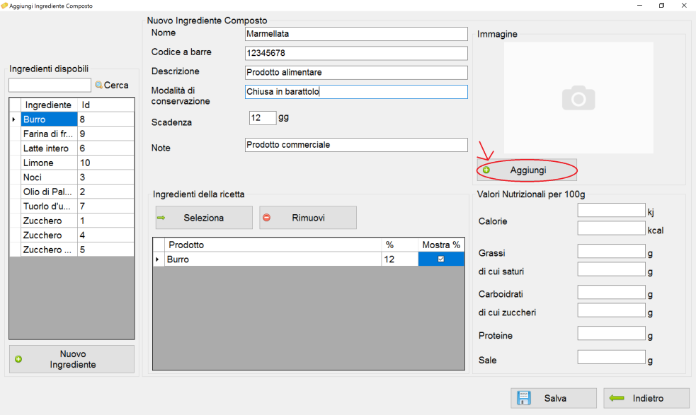 6. Aggiungere l immagine dell ingrediente composto -