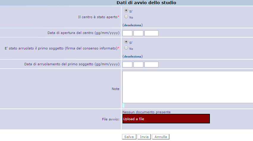 Avvio dello