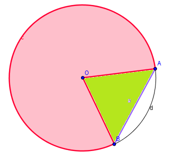 Se il segmento contiene il centro In questo caso debbo considerare il settore circolare il cui arco sottende al corda AB e il triangolo ABO L area del segmento circolare sarà