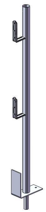 6. Descrizione dell attrezzo e componenti L elemento principale è formato da un montante verticale in tubolare circolare di diametro 40mm e spessore 2mm (1) e da 2 elementi di nastro piegati a L (2)