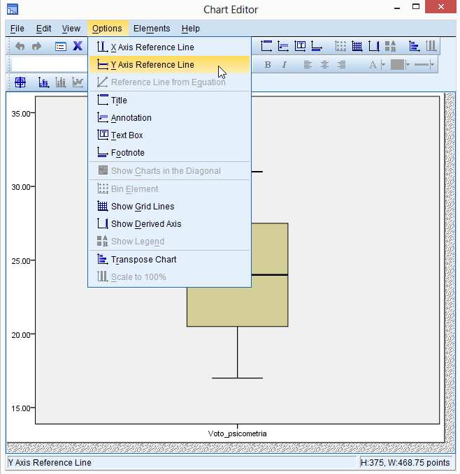 8 (a) (b) (c) Figura 11 Inserimento della linea orizzontale di riferimento che rappresenta la mediana della popolazione Una volta ottenuta la linea sul grafico, per modificarla basta selezionarla e