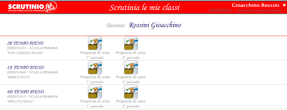 2. Menu del docente Il docente, nel proprio ambiente, visualizzerà il menu a sinistra. Sull intestazione della pagina, in alto a destra appaiono i dati di Login dell utente.