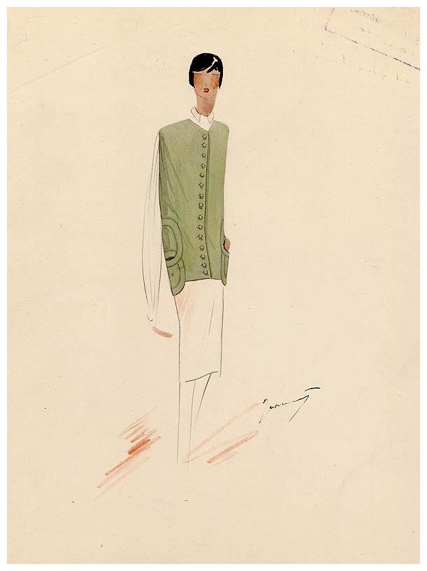 Premet 1. Premet, 1926 cartoncino, 26x21 cm. Firmato Premet. Casa di alta moda attiva a Parigi, in place Vandome, n 8, fra il 1911 e il 1931. La prima disegnatrice di modelli fu Mme.