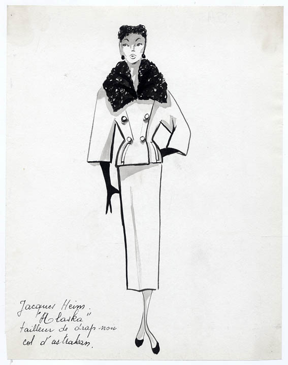 19. Jacques Heim, Automne, 1953 Robe et veste de lainage marron.