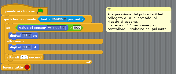 Esercitazioni S4A con il TinkerKit 01. Blinking I led vanno collegati alle uscite O0 e O1 del Sensor Shield.