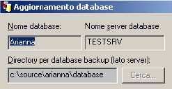 1. Su Directory per backup database indicare la directory dove verrà eseguito il backup del database (si consiglia di lasciare quella proposta).