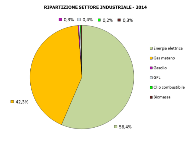 03.03.04 industria (NO ETS) Come per i precedenti settori, anche per l industria sono stati inseriti i consumi forniti da ENEL, Italgas, Tea Sei e SIRENA20.