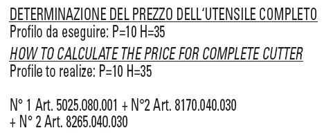 Frese multiprofilo per pantografo CNC multiprofile router cutters Family Code 7395 APPLICAZIONE/APPLICATION: Realizzazione di diversi profili sagomati. / Production of several profiles.