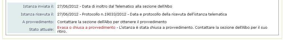 Richiesta Integrazione Evidenze da parte della Sezione L impresa può visualizzare la conclusione delle integrazioni richieste, ed