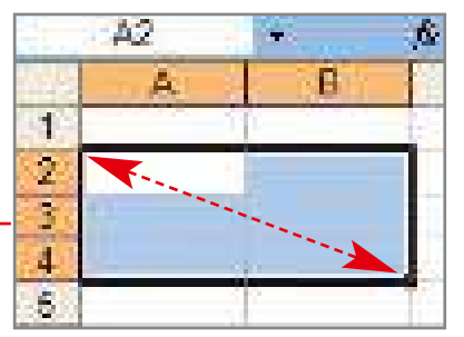 Clicco con il tasto sx del mouse nella cella di destinazione oppure uso le frecce della tastiera 29) Descrivi come fai a selezionare le celle in figura a lato Clicco col sinistro su A2 e trascino il