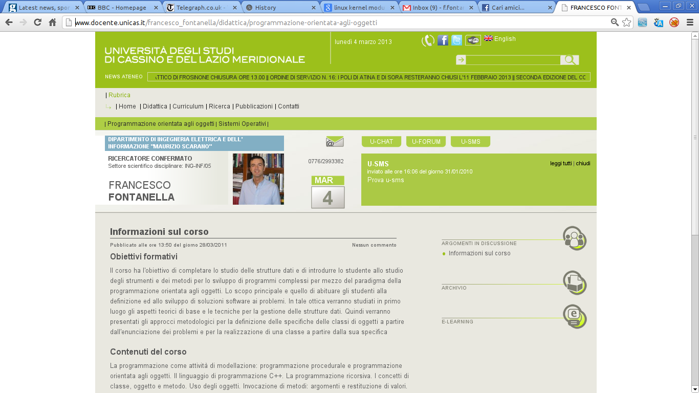 Sito Web del Corso http://www.docente.unicas.