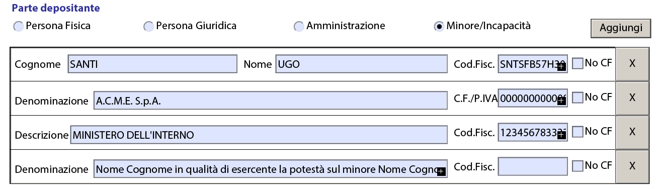 Istruzioni per la compilazione Dati previsti solo per alcune le tipologie di deposito In questo capitolo sono indicate le informazioni previste solo per alcune tipologie.