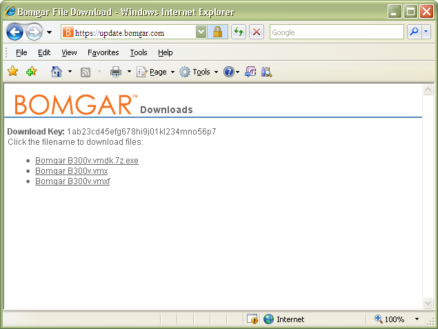 Scaricamento del dispositivo virtuale Bomgar Box 1. Aprire l'e-mail ricevuta dal servizio di assistenza Bomgar e cliccare sul link per lo scaricamento del dispositivo virtuale Bomgar o recarsi update.