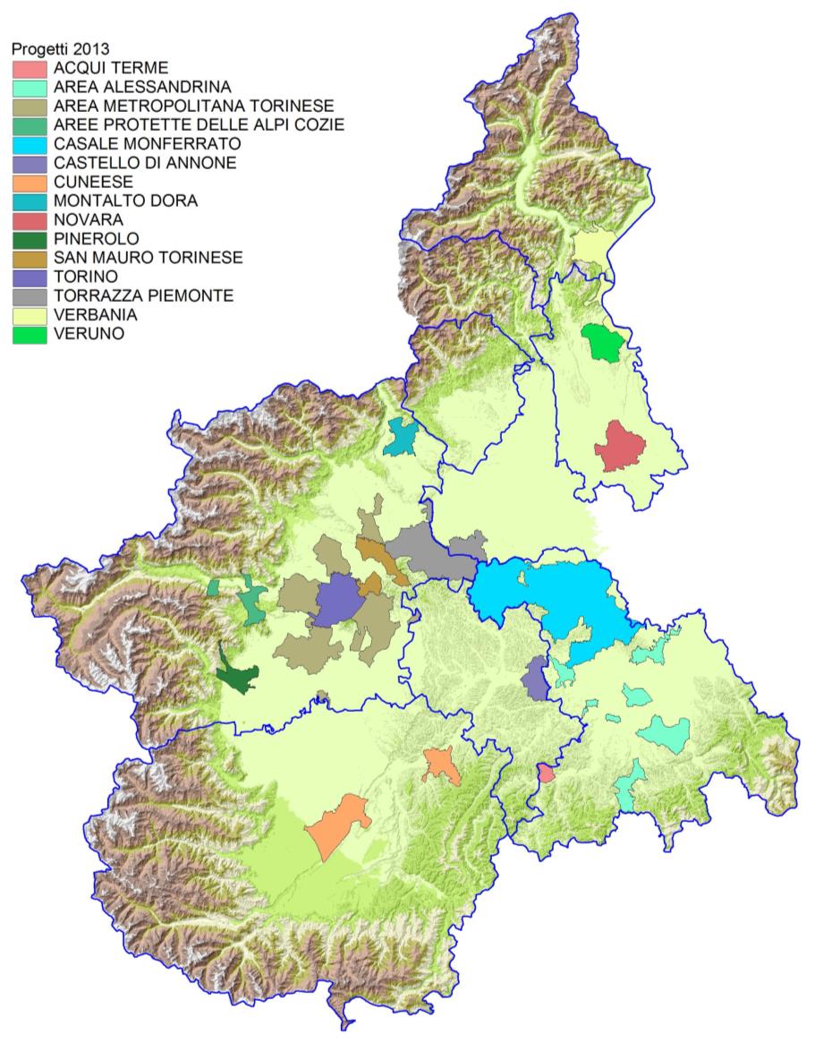 12 PROGETTI URBANI GESTIONE IPLA 2013 Progetti Comuni coinvolti Personale RTS Tecnici Castello Annone 4 1 - Montalto Dora 5 1 - Casale M.