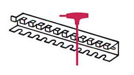 3 of mm 18. Cod. 50766222 Supporto vuoto a parete per chiavi a T Wall empty holder for T-wrenches Supporto vuoto a parete in lamiera per chiavi a T modello 96T (cod.