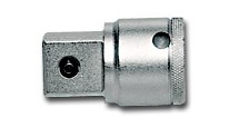 Reducer from 1/2" F to 3/8" M, H and F shape with through hole for tommy bar, suitable for the commonest pneumatic and electric screwers with square drive 1/2" and hand driven sockets 3/8".