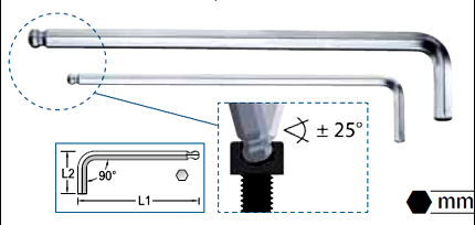 Chiavi - Chiavi ad L per esagoni interni Chiave ad L per esagoni interni Allen head L-wrench Cod. Fornitore: 96N Manufacturer code: 96N Art.