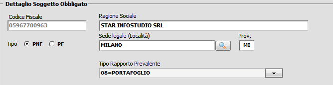 l'area logica di lavoro è sempre messa in evidenza in cima al programma, di fianco alla dicitura CORA Tracciato Unico V1.0 4.