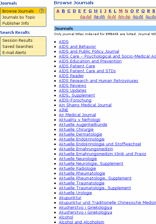 Pubmed/Medline non si trova nell elenco dei Journals di Embase, perche e proprio del solo Medline, ma lo