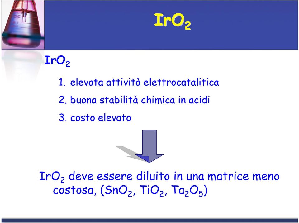 buona stabilità chimica in acidi 3.