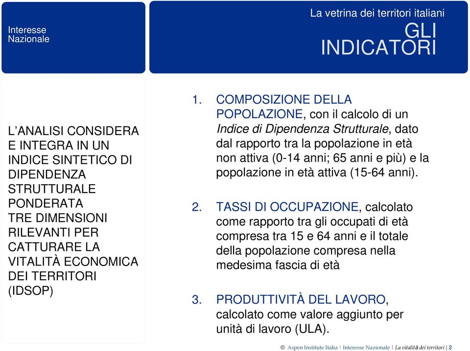 COMPOSIZIONE DELLA POPOLAZIONE, con il calcolo di un Indice di Dipendenza Strutturale, dato dal rapporto tra la popolazione in età non attiva (0-14 anni; 65 anni e più) e la