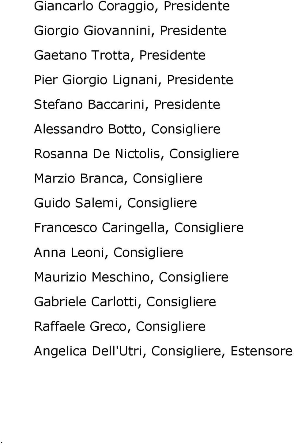 Branca, Consigliere Guido Salemi, Consigliere Francesco Caringella, Consigliere Anna Leoni, Consigliere Maurizio