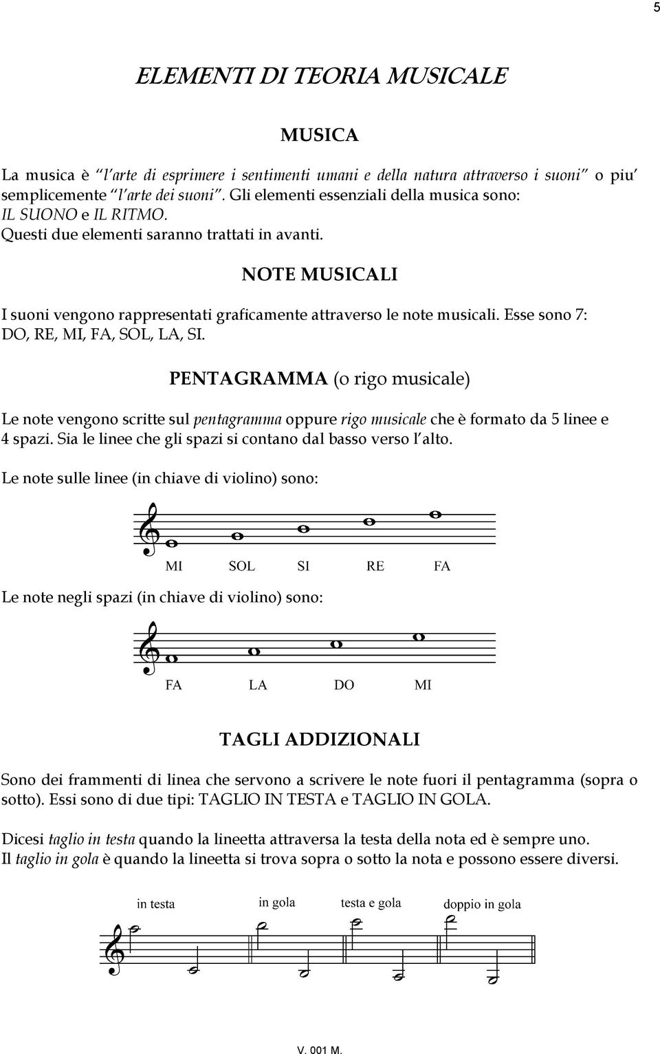 PENTAGRAMMA (o rigo musicale) Le note vengono scritte sul pentagramma oppure rigo musicale che è formato da 5 linee e 4 spazi Sia le linee che gli spazi si contano dal basso verso l alto Le note