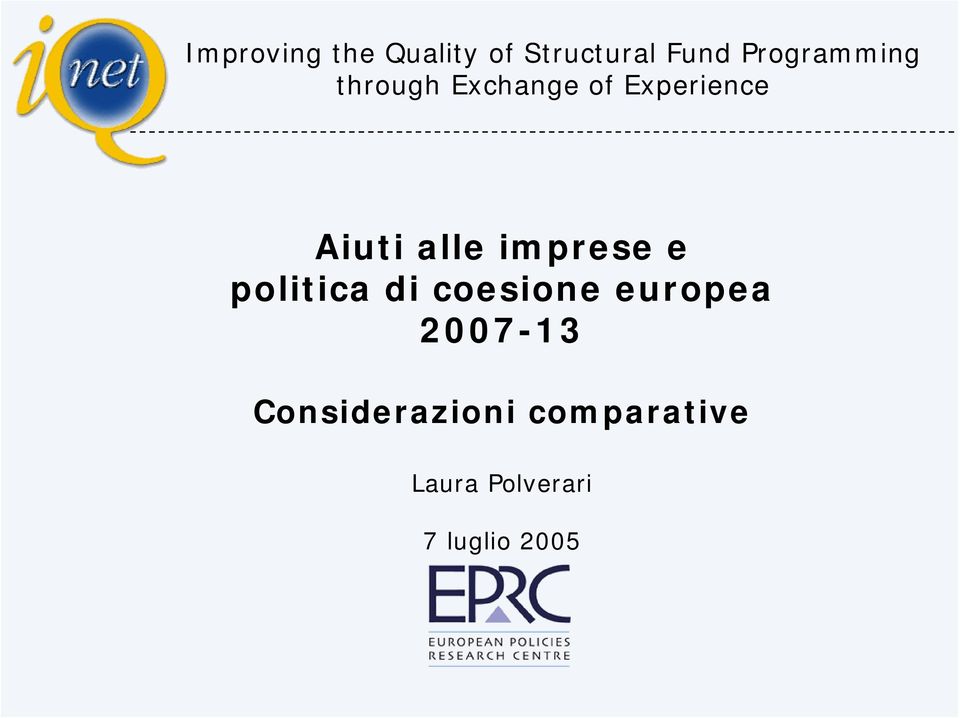 alle imprese e politica di coesione europea