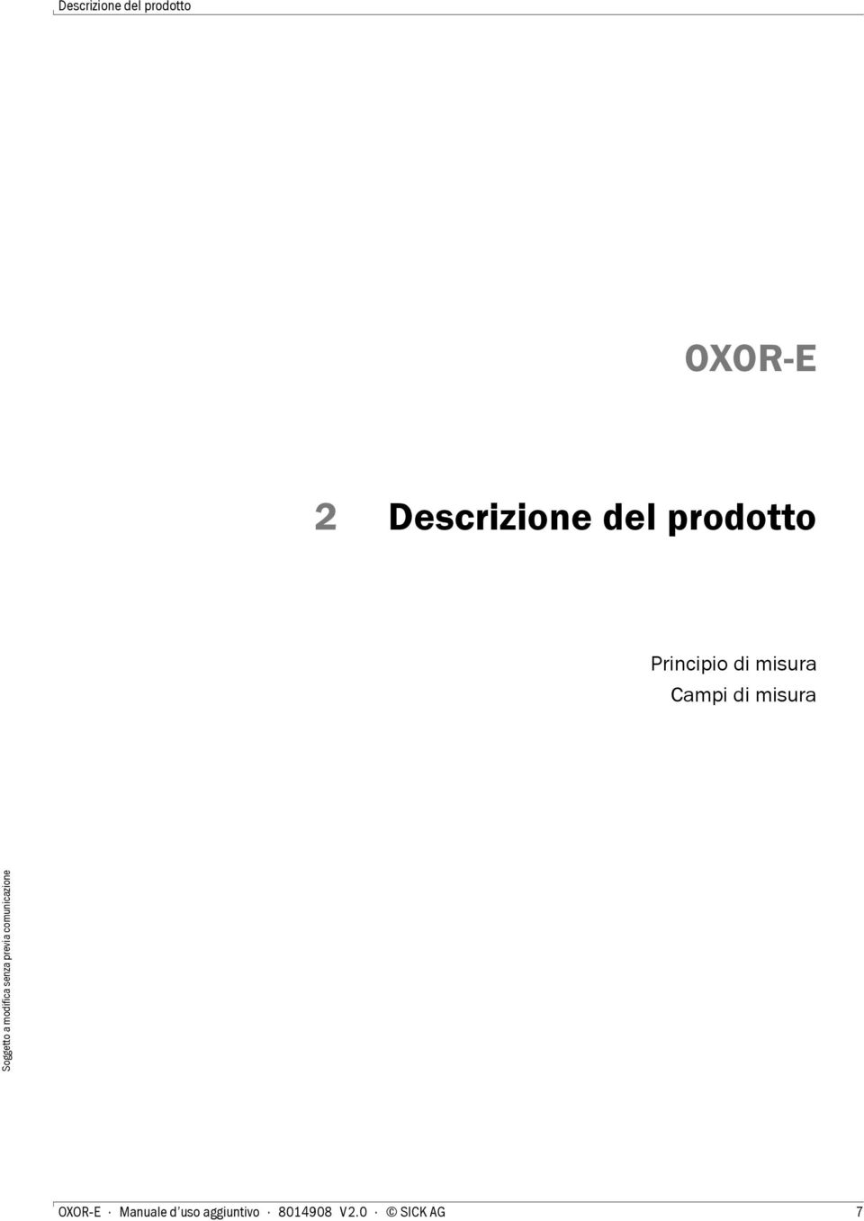 misura Campi di misura OXOR-E Manuale