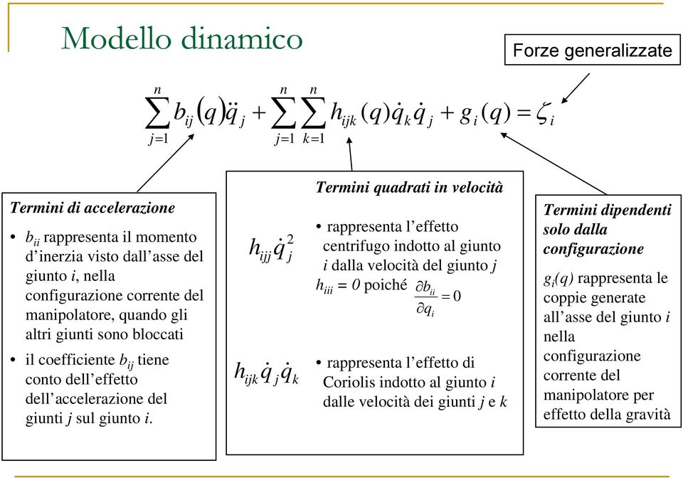 h h q 2 & jj j jk j k Term quadrat veloctà rappreseta l effetto cetrfugo dotto al guto dalla veloctà del guto j h 0 poché b 0 q rappreseta l effetto d Corols