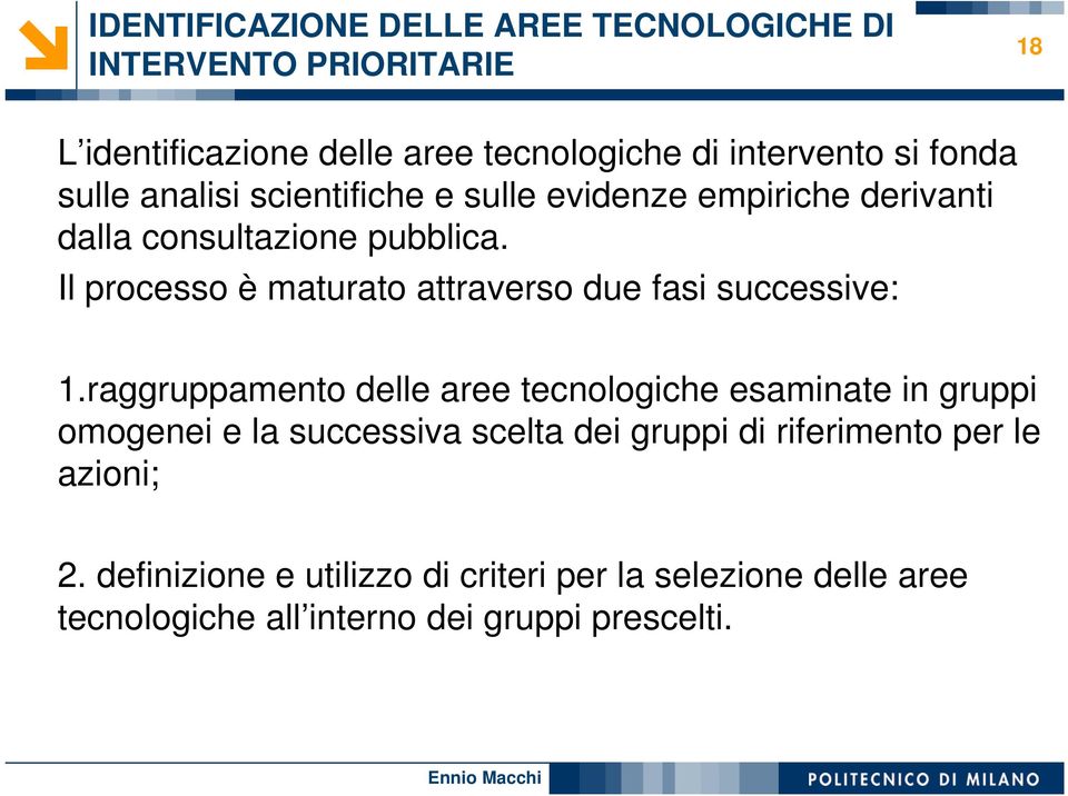 Il processo è maturato attraverso due fasi successive: 1.